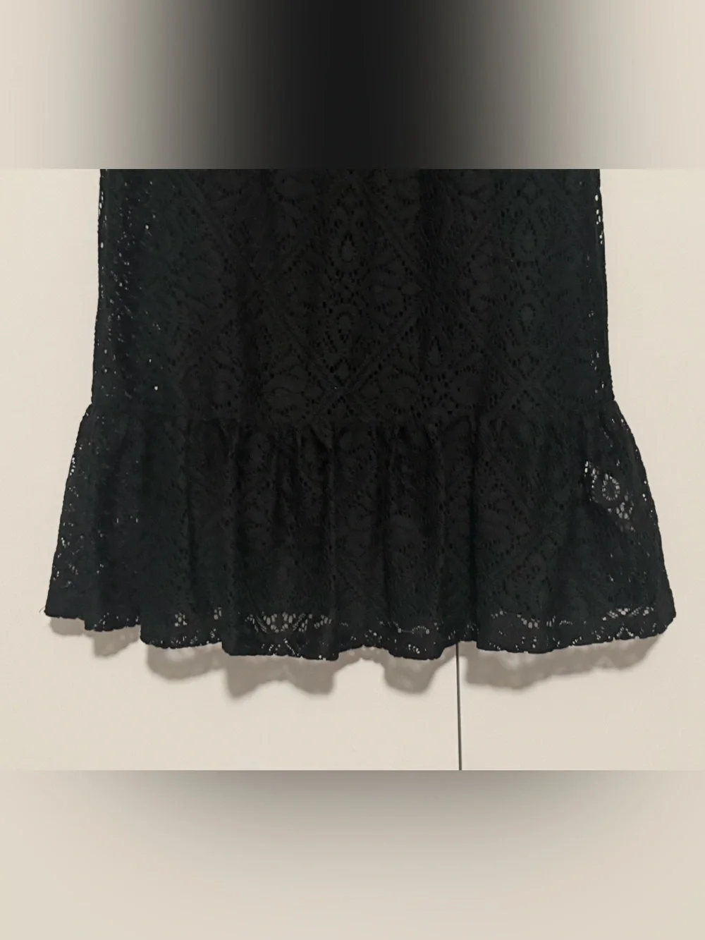Michael Kors Black Lace Short Sleeve Ruffle Hem Mini Dress